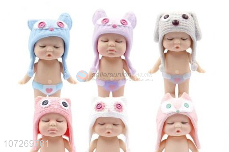 Attractive design lovely soft 3.5 inch reborn sleeping baby doll with cap