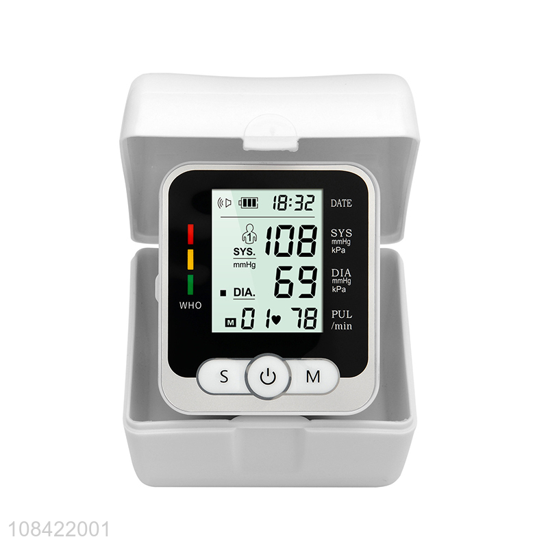 Custom logo voice broadcast automatic wrist blood pressure monitor with crrying case