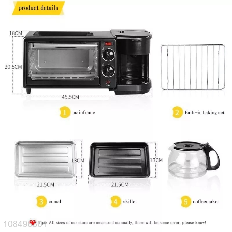 Wholesale 3-in-1 breakfast machine mini drip coffee machine toaster oven frying pan