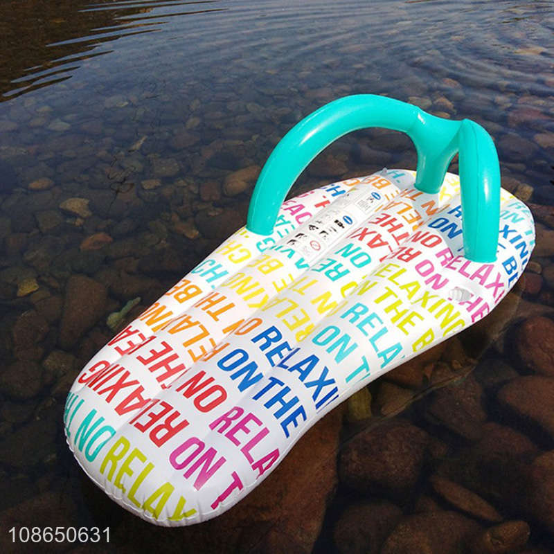 Low price inflatable water fun toy slipper shaped pool floaties for adults