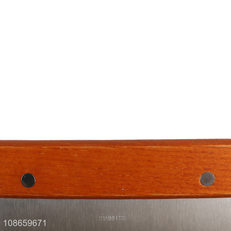 Wholesale stainless steel dough scraper with wooden handle for baking