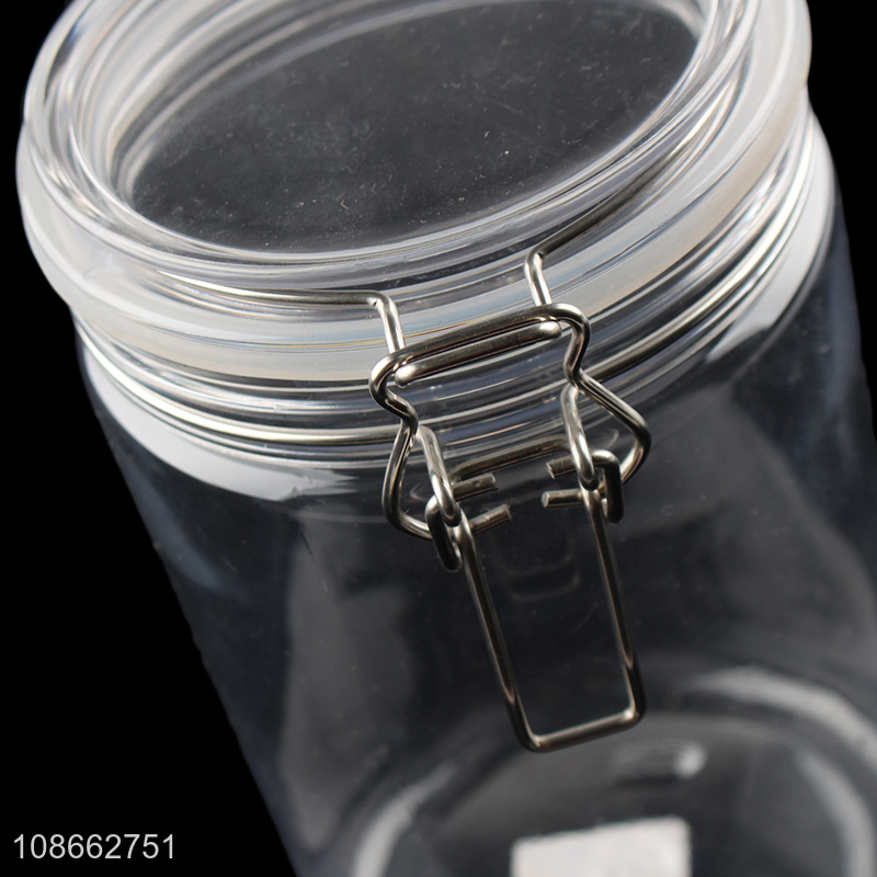 Wholesale 1500ml clear clip top wide mouth plastic food storage jar