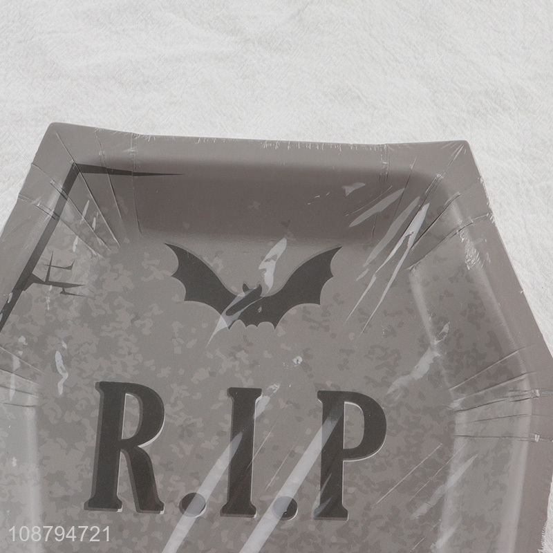 New product 6pcs tombstone paper plates for Halloween party