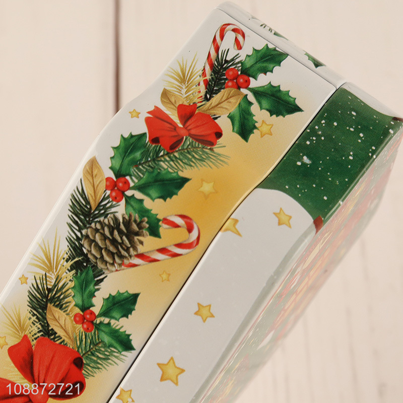 Factory price hanging christmas tinplate storage box for xmas tree