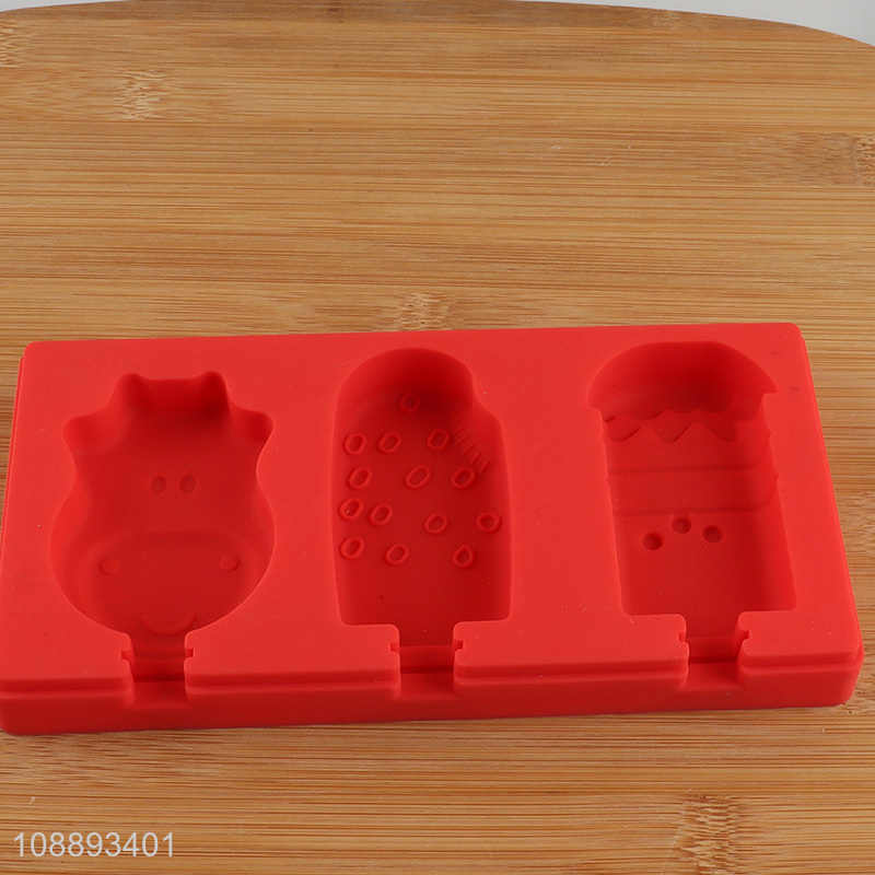 Top sale red silicone cartoon popsicle mold ice pop mold