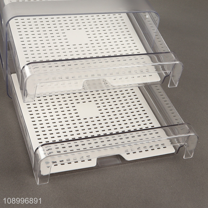 Factory Price Double Layer Refrigerator Drawer Organizer Bins for Pantry Organization