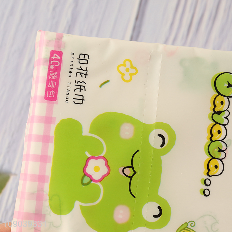 Top selling cartoon printed 40pcs wood pulp tissue facial tissue napkin