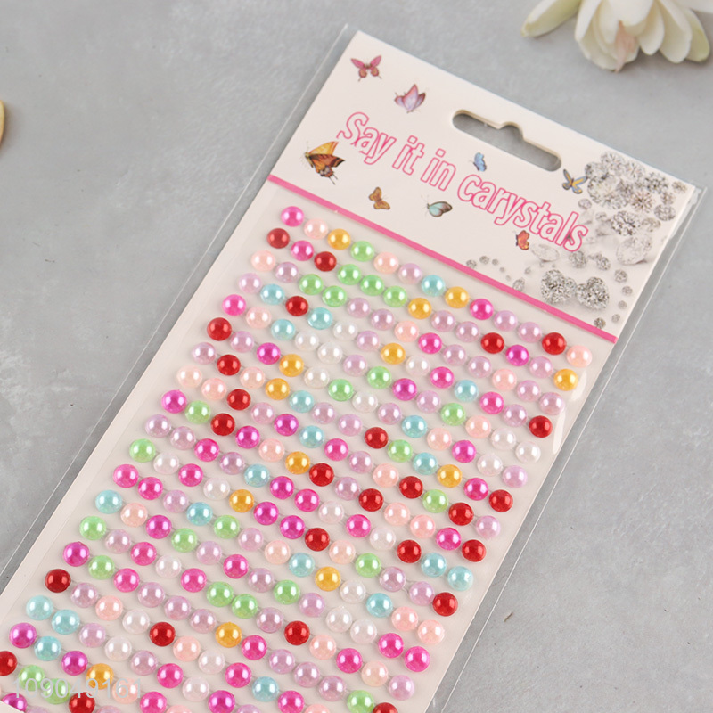 China factory colorful diy pearl rhinestone sticker decorative sticker