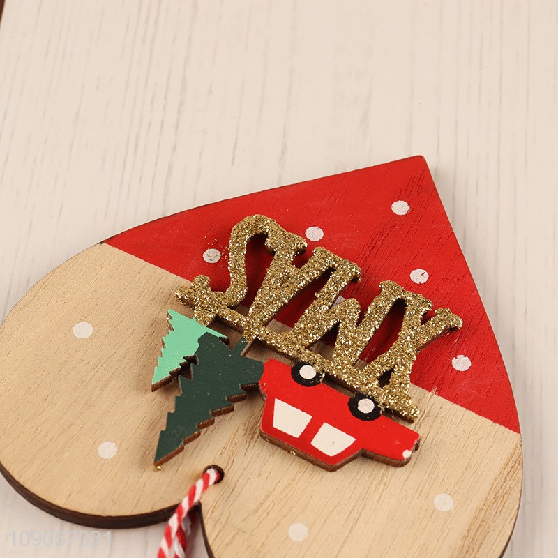 New Arrival Wooden Heart Shaped Christmas Tree Hanging Ornaments Wooden Hanging Decorations