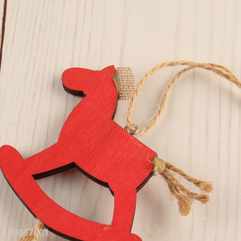 High Quality Wooden Rocking Horse Shaped Christmas Tree Hanging Decorations Hanging Pendants