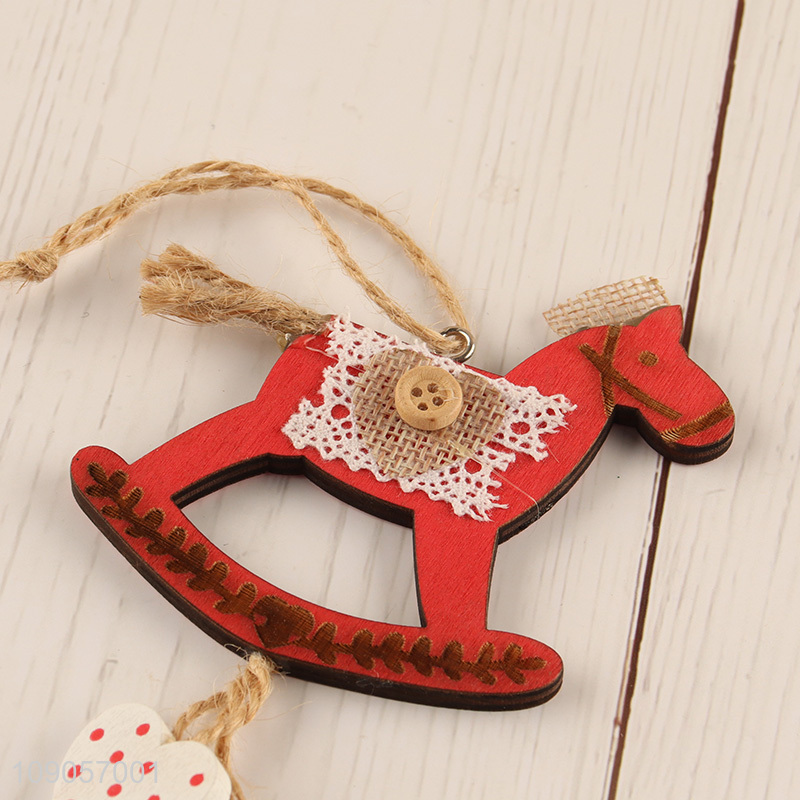 High Quality Wooden Rocking Horse Shaped Christmas Tree Hanging Decorations Hanging Pendants