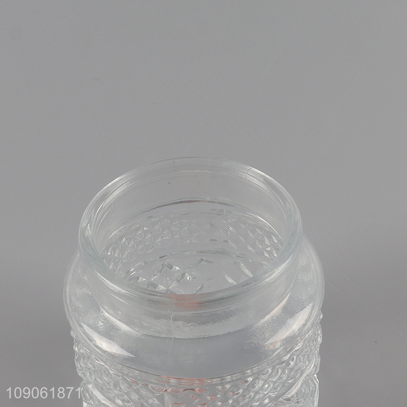 New arrival embossed glass kitchen storage jar sealed empty jar